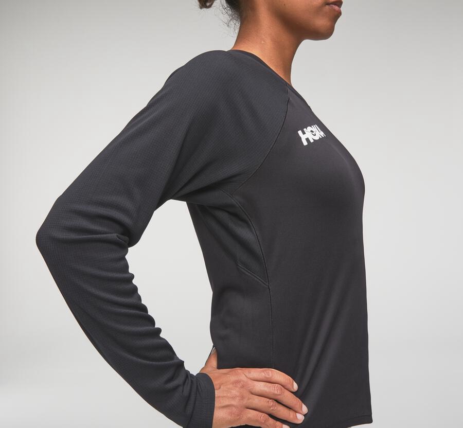 Tops Womens - Hoka One One Performance Long Sleeve - Black - FSGUITQ-12